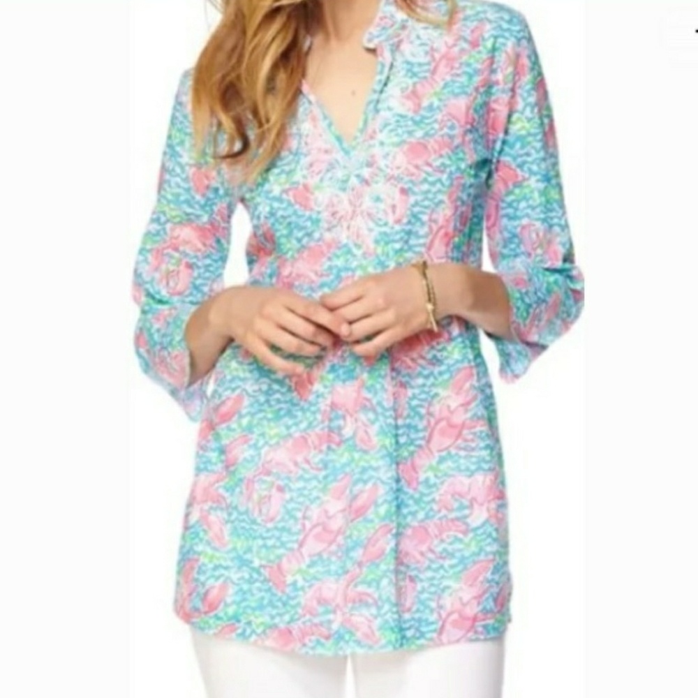 Lilly Pulitzer Lobstah Roll Sarasota beaded tunic